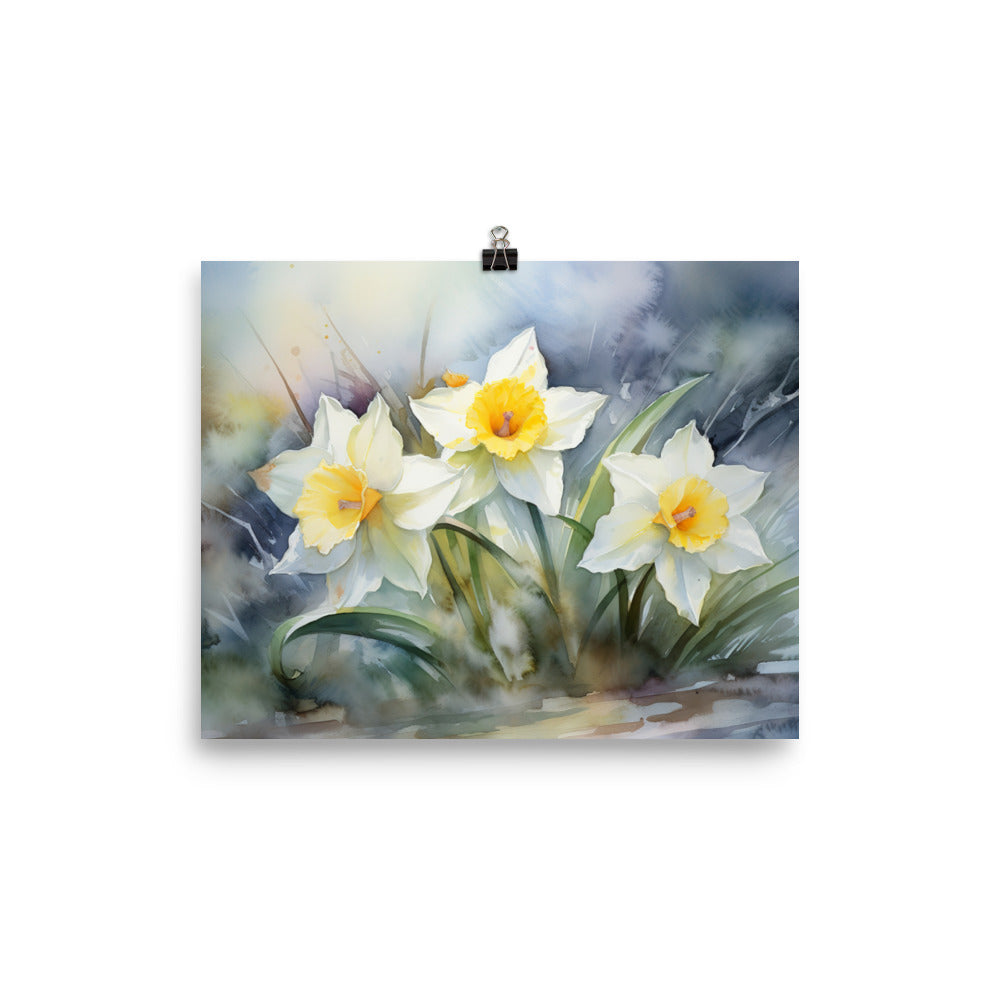 Watercolor Delicacy in Daffodils photo paper poster - Posterfy.AI