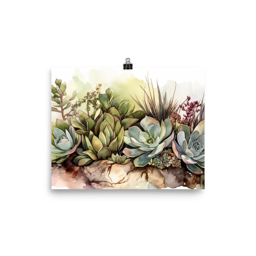 Serenity in Succulents photo paper poster - Posterfy.AI