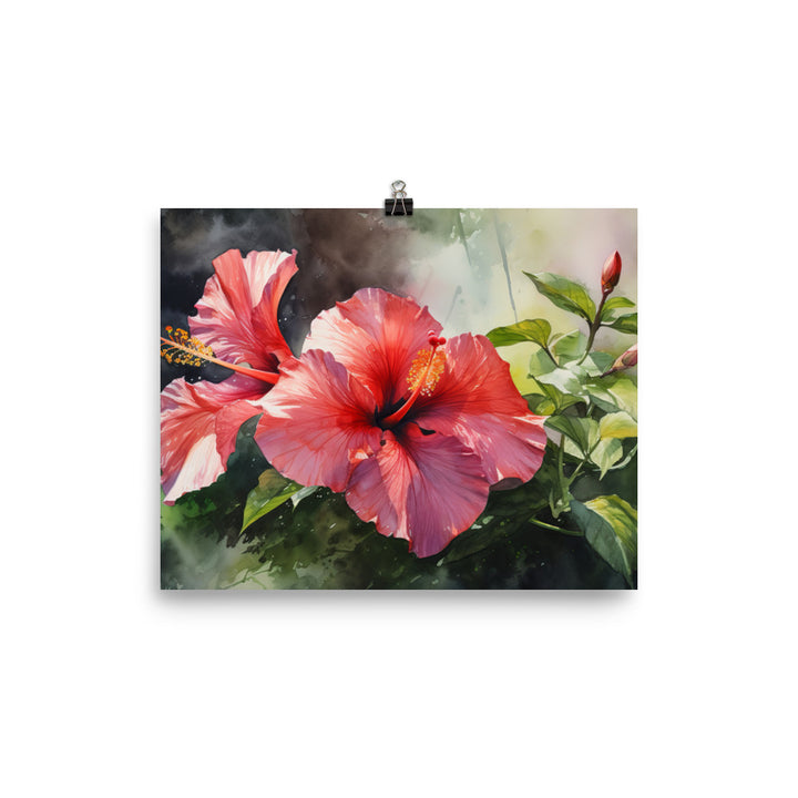 Hibiscus in Watercolor photo paper poster - Posterfy.AI