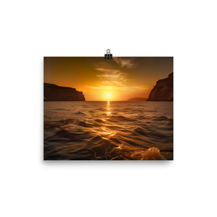 Golden Sunset over the Caldera photo paper poster - Posterfy.AI