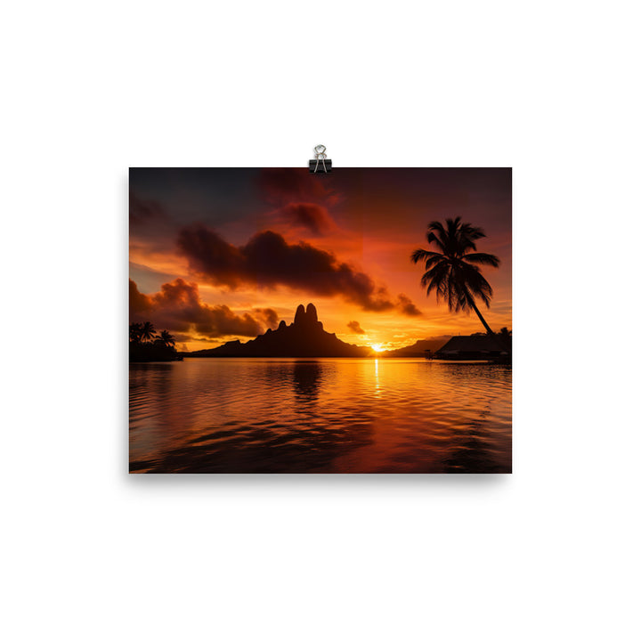 Tropical Sunset Splendor photo paper poster - Posterfy.AI