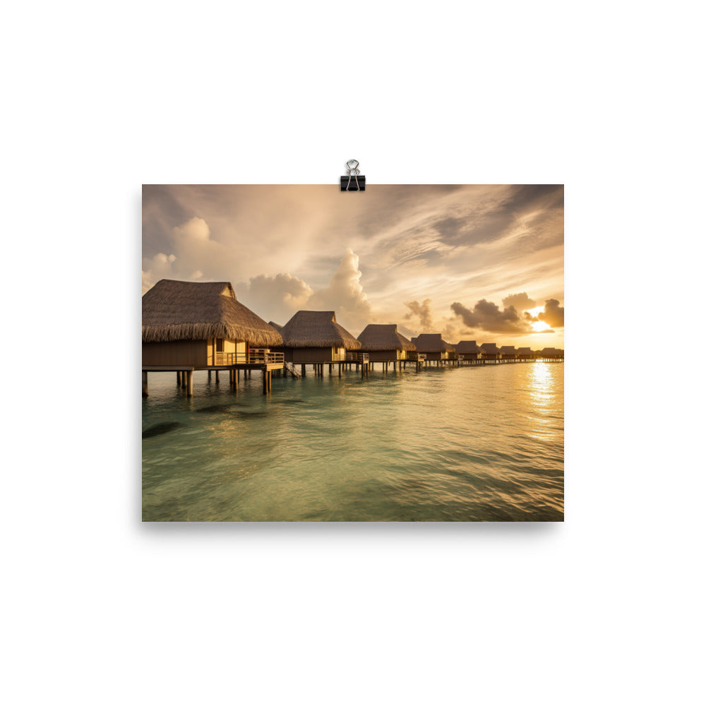 Overwater Bungalow Retreat photo paper poster - Posterfy.AI