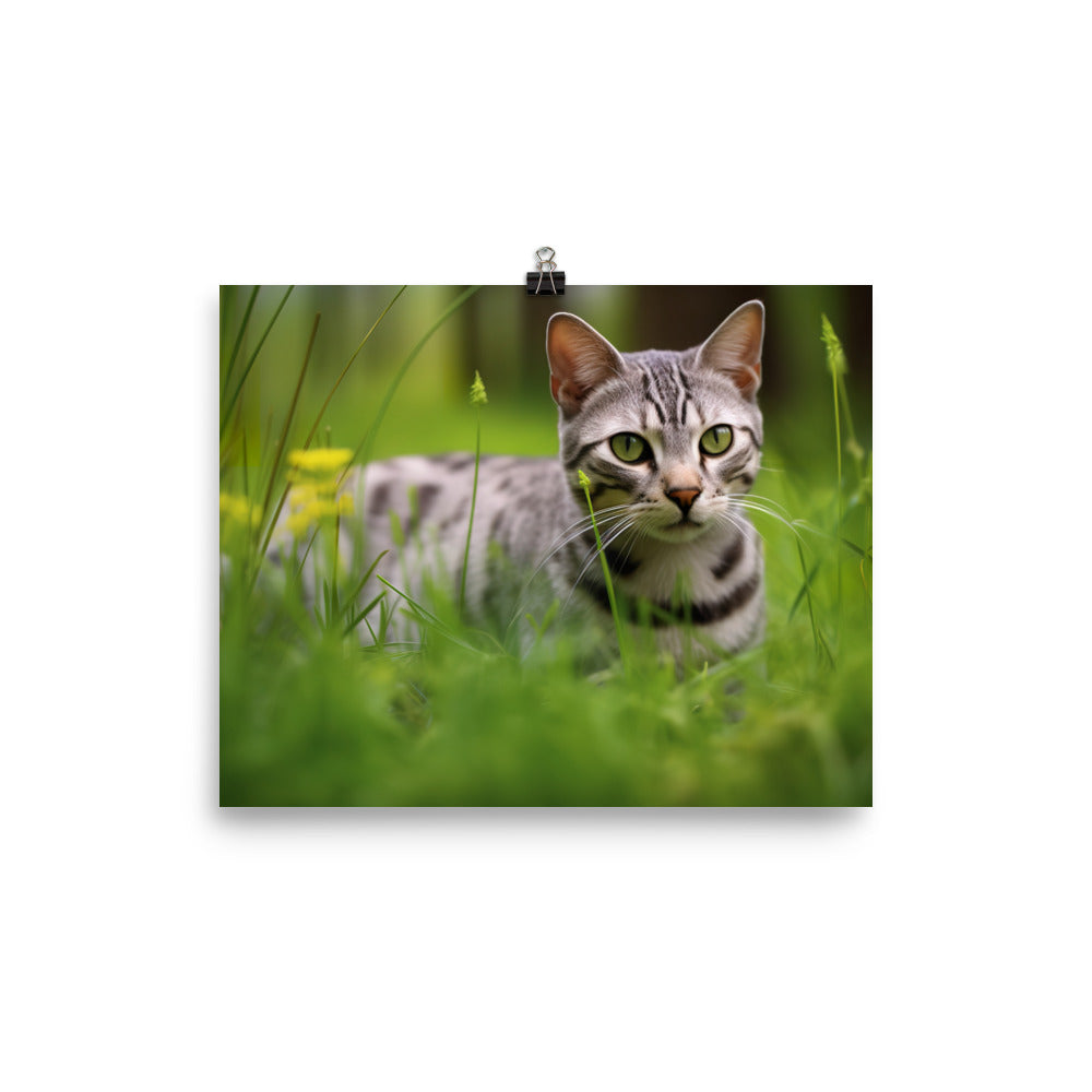 Serene Egyptian Mau in Nature photo paper poster - Posterfy.AI