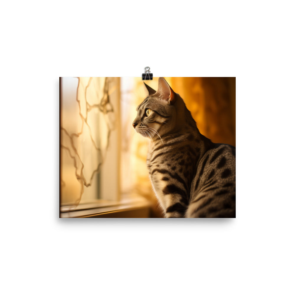 Egyptian Mau in Golden Hour photo paper poster - Posterfy.AI