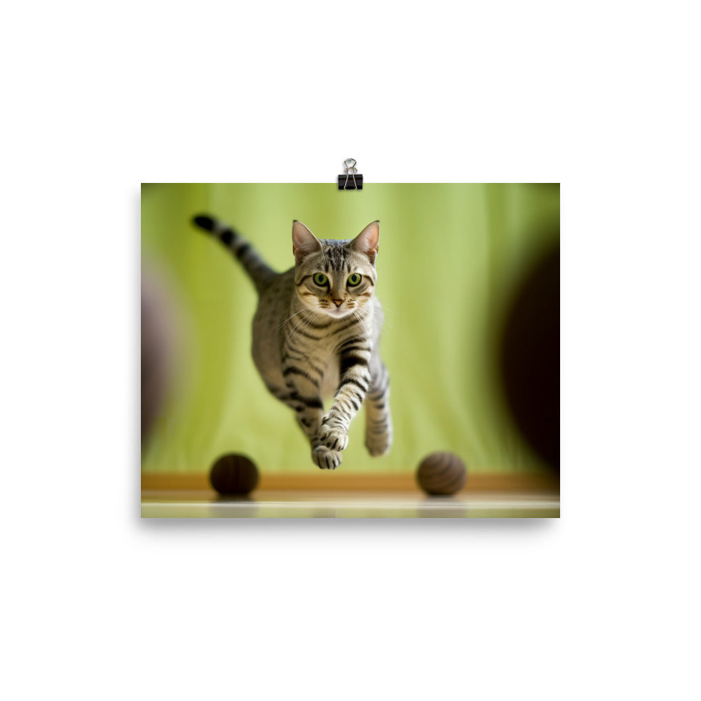 Egyptian Mau at Playtime photo paper poster - Posterfy.AI