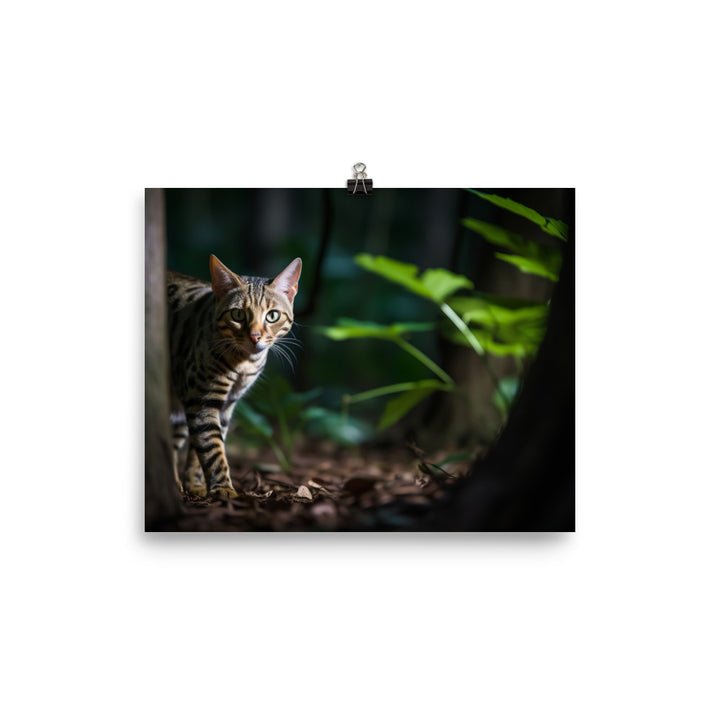 Ocicat Prowling at Night photo paper poster - Posterfy.AI