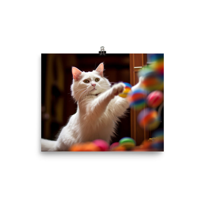 Energetic Turkish Van photo paper poster - Posterfy.AI