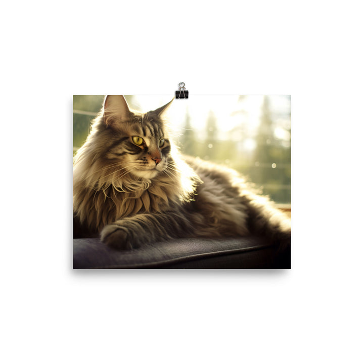 Maine Coon lounging photo paper poster - Posterfy.AI