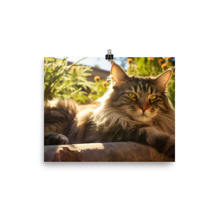 Maine Coon lounging photo paper poster - Posterfy.AI