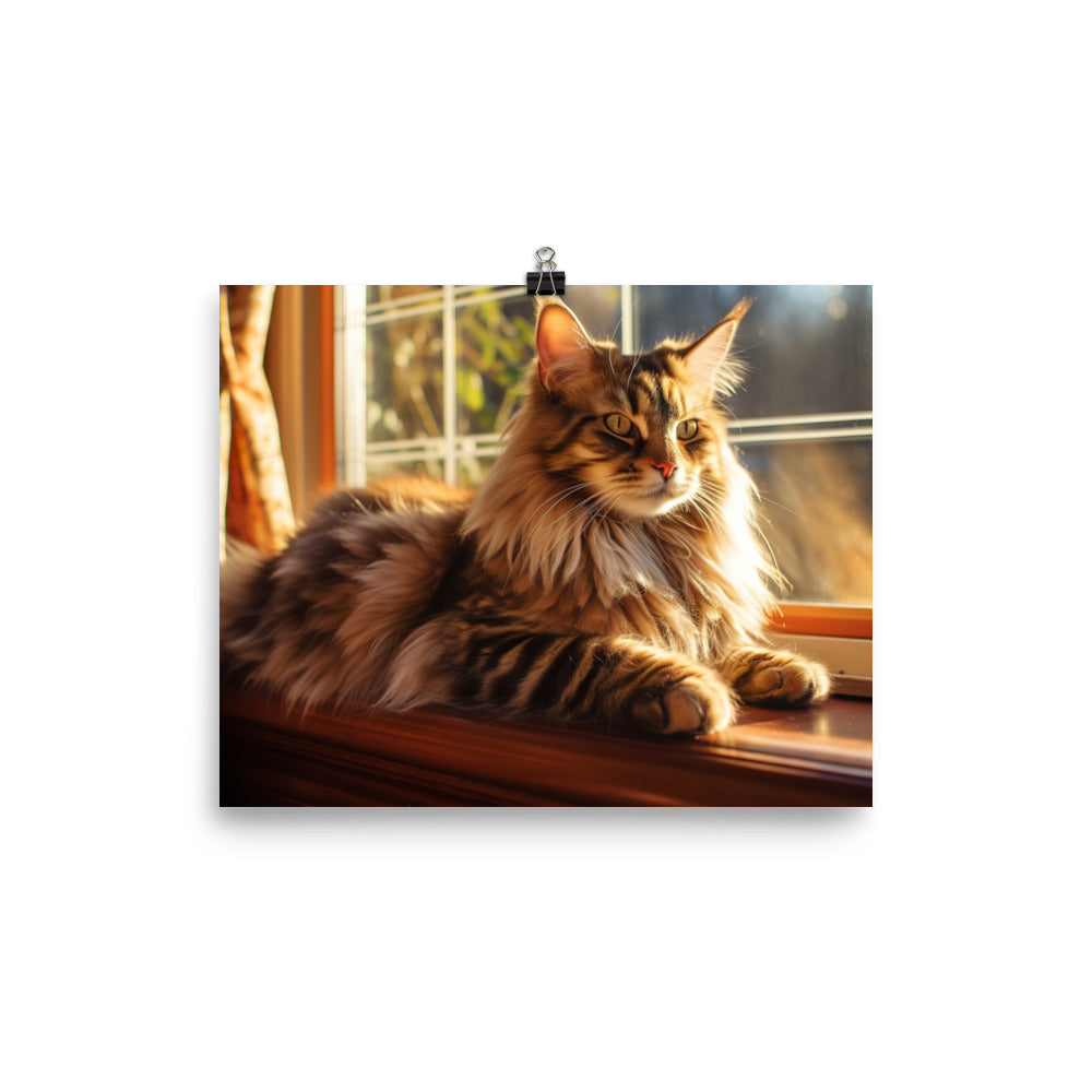 Maine Coon in the Sunlight photo paper poster - Posterfy.AI