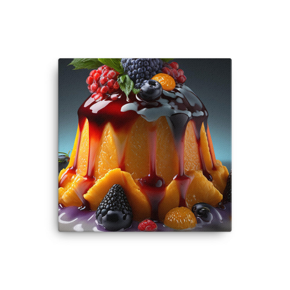 A fruit salad with a lot of blackberries canvas - Posterfy.AI