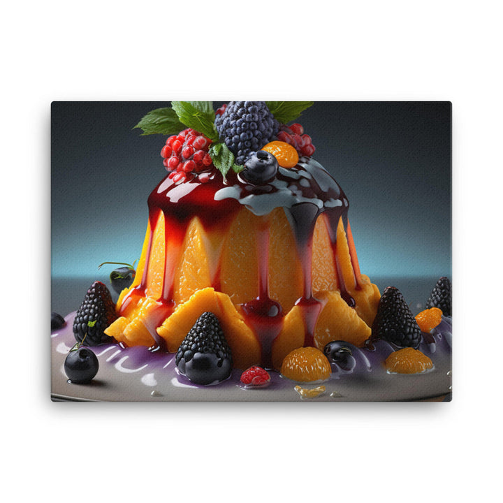 A fruit salad with a lot of blackberries canvas - Posterfy.AI
