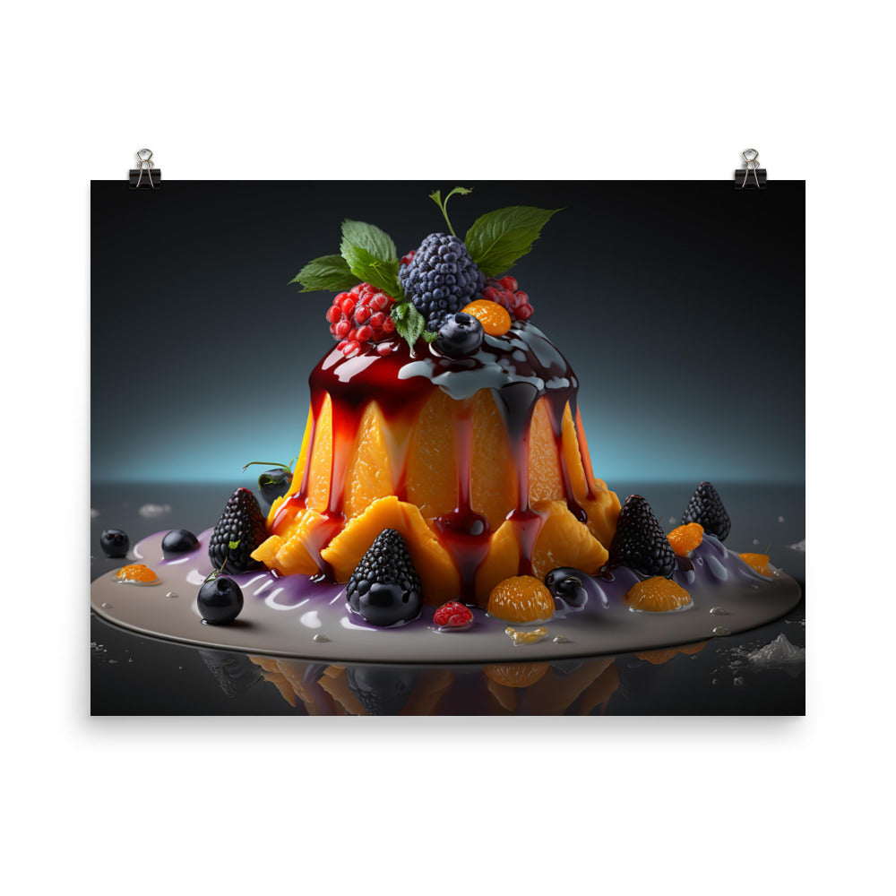 A fruit salad with a lot of blackberries photo paper poster - Posterfy.AI