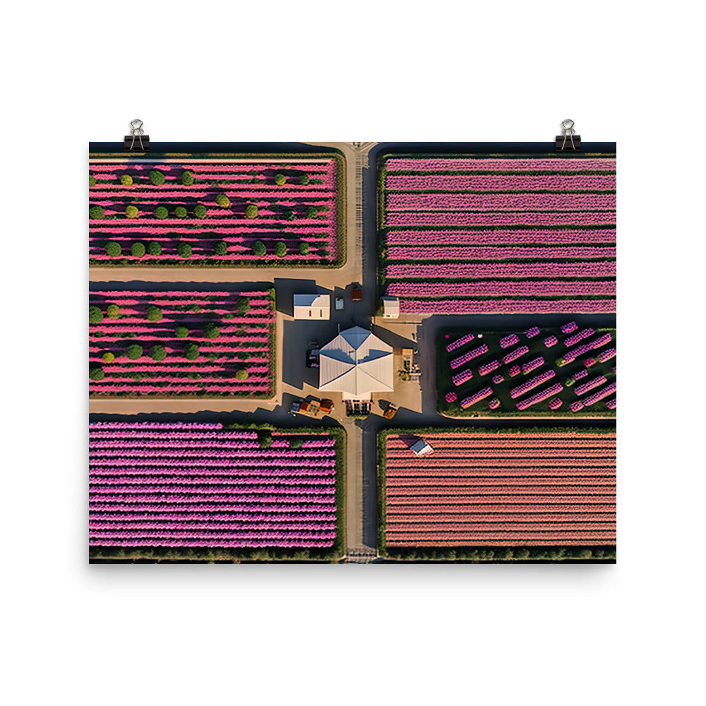 Aerial view of a flower farm photo paper poster - Posterfy.AI