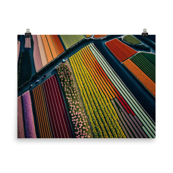Aerial view of a large flower farm photo paper poster - Posterfy.AI
