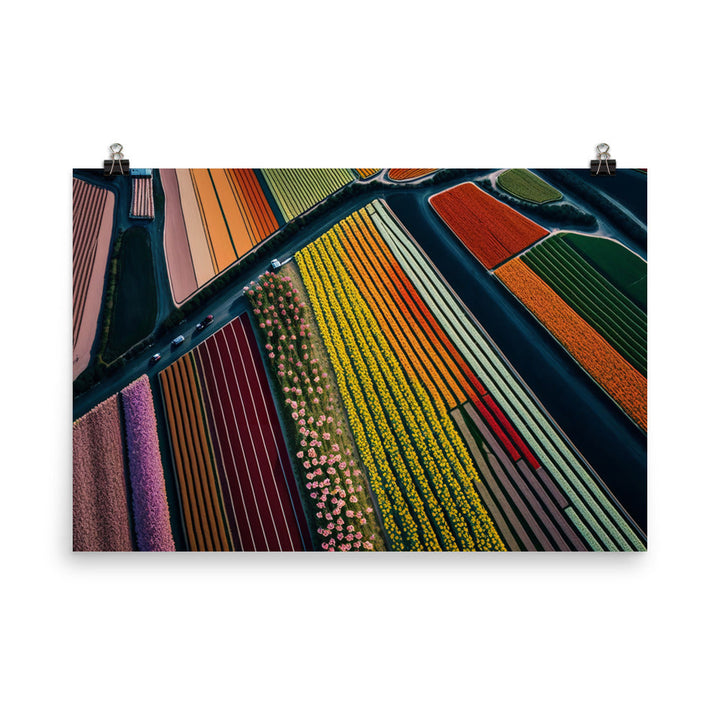 Aerial view of a large flower farm photo paper poster - Posterfy.AI