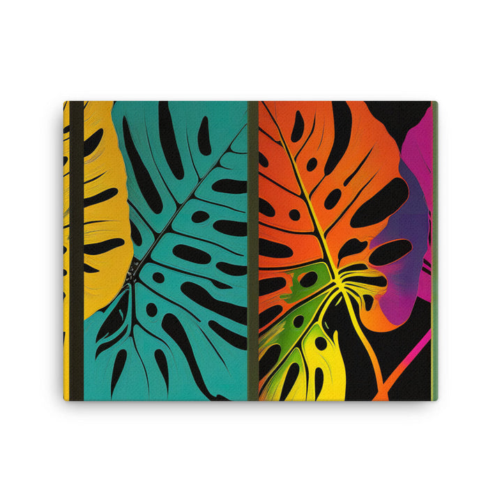 Monstera Leaves in bold vibrant colors canvas - Posterfy.AI