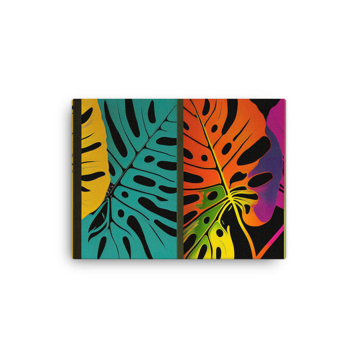 Monstera Leaves in bold vibrant colors canvas - Posterfy.AI