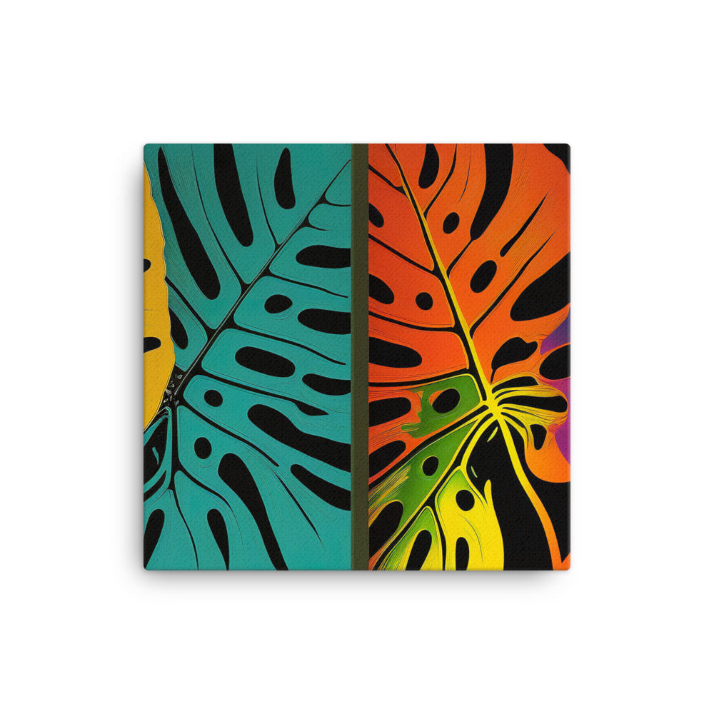 Monstera Leaves in bold vibrant colors canvas - Posterfy.AI