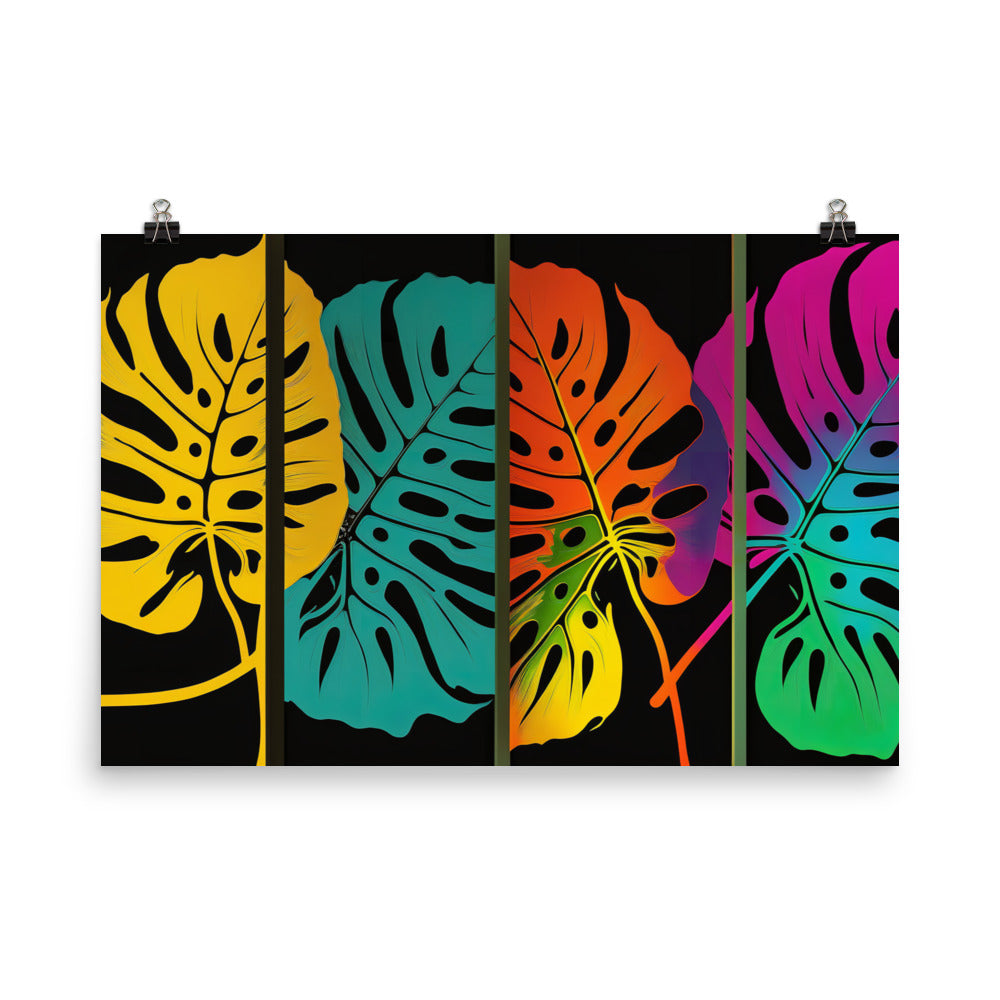 Monstera Leaves in bold vibrant colors photo paper poster - Posterfy.AI