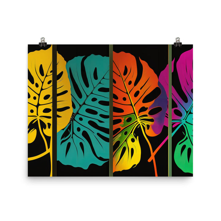 Monstera Leaves in bold vibrant colors photo paper poster - Posterfy.AI
