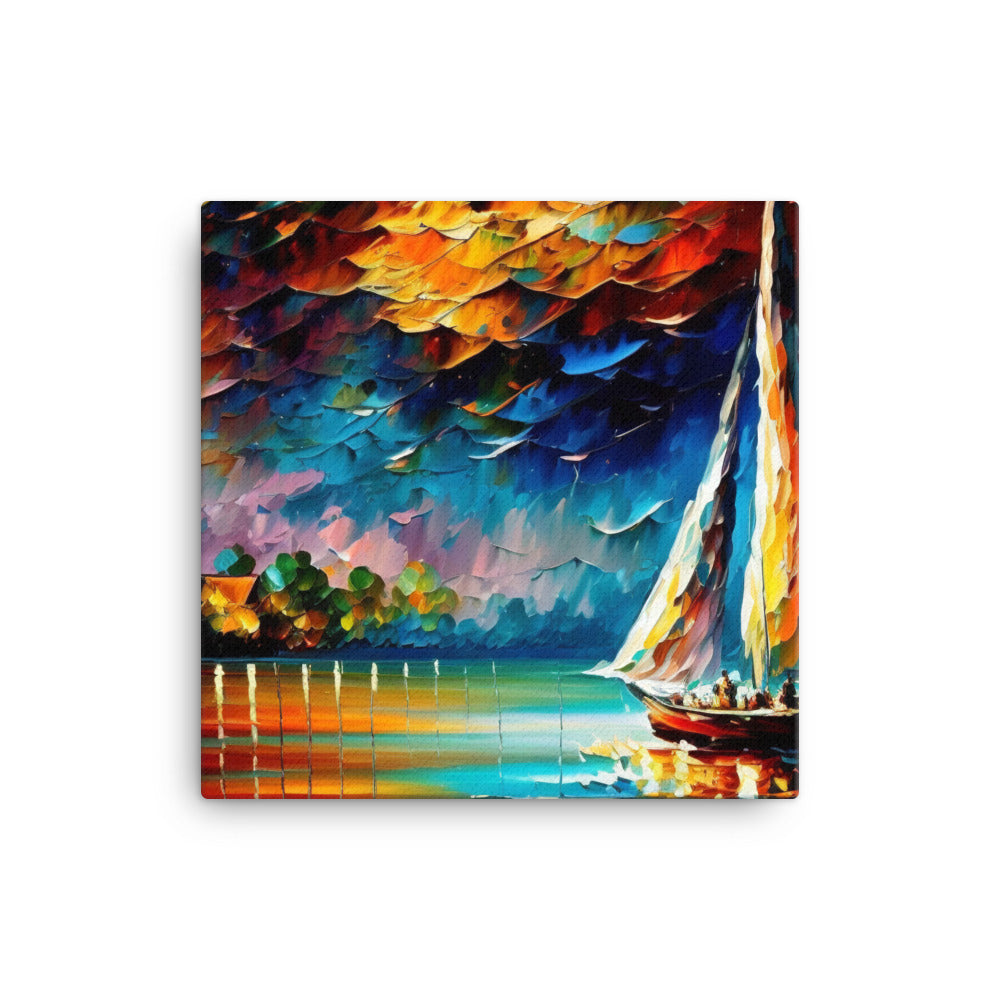 Night Sail with vibrant heavy brush strokes canvas - Posterfy.AI