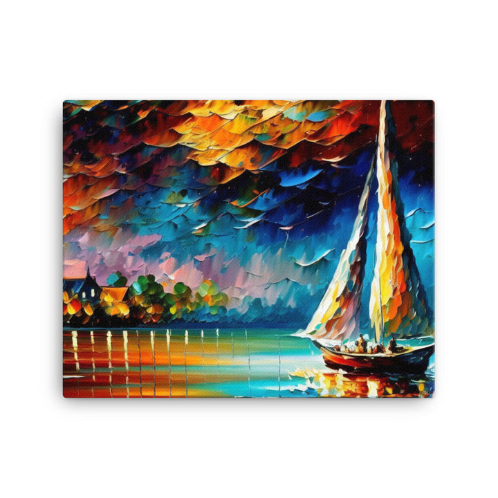 Night Sail with vibrant heavy brush strokes canvas - Posterfy.AI