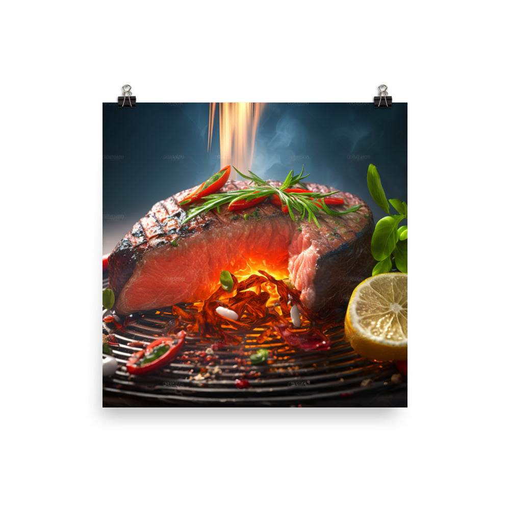 Sizzling Steak photo paper poster - Posterfy.AI