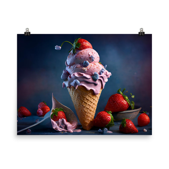 Strawberry ice-cream photo paper poster - Posterfy.AI