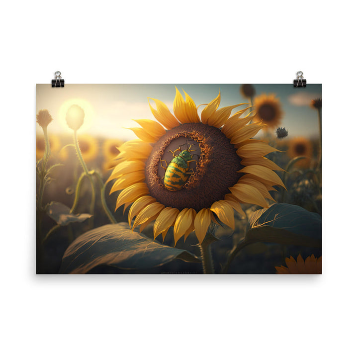 Sunflower under sunlight photo paper poster - Posterfy.AI