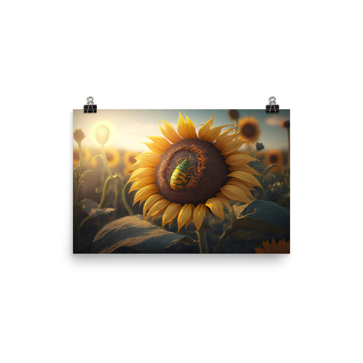 Sunflower under sunlight photo paper poster - Posterfy.AI