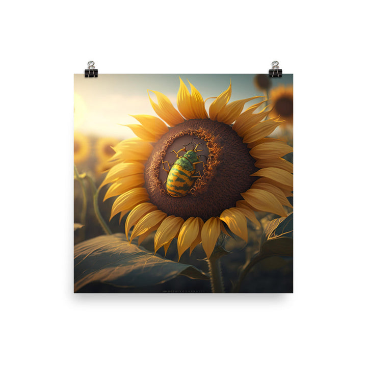 Sunflower under sunlight photo paper poster - Posterfy.AI