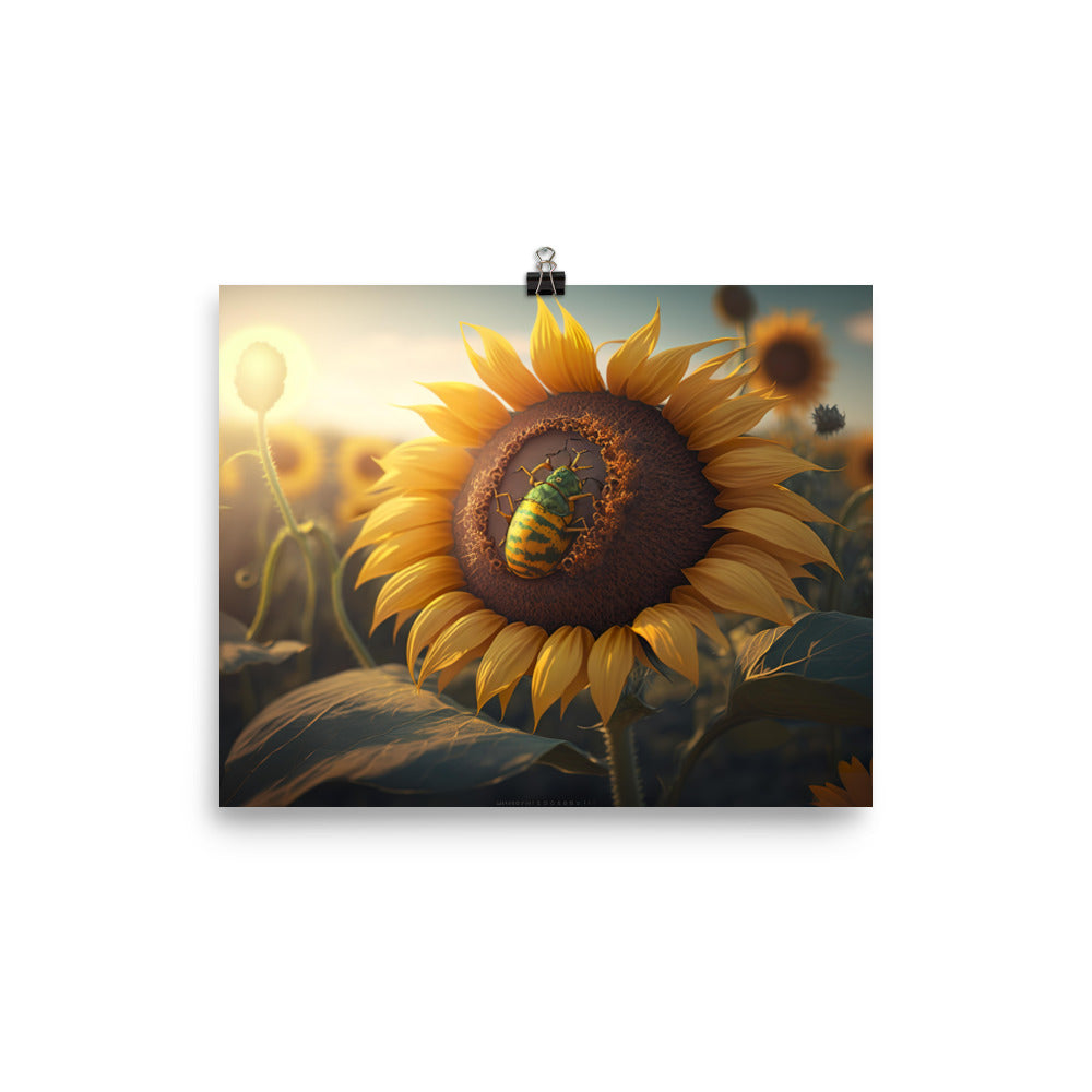 Sunflower under sunlight photo paper poster - Posterfy.AI