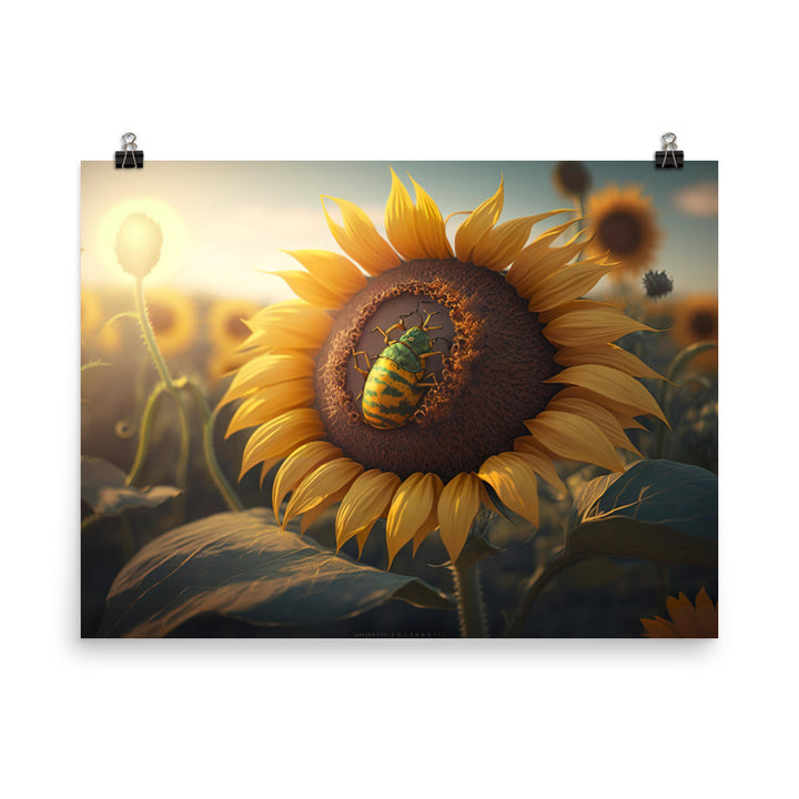 Sunflower under sunlight photo paper poster - Posterfy.AI