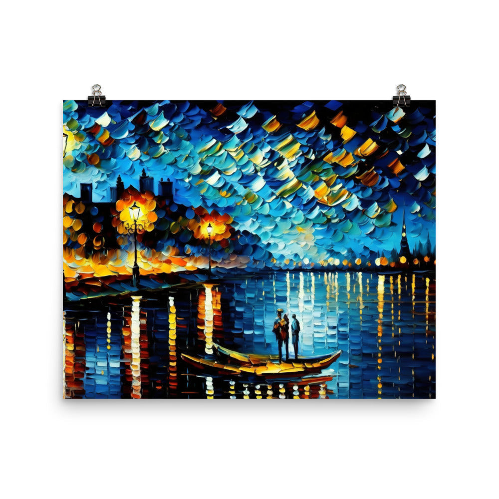 The River with vibrant heavy brush strokes photo paper poster - Posterfy.AI