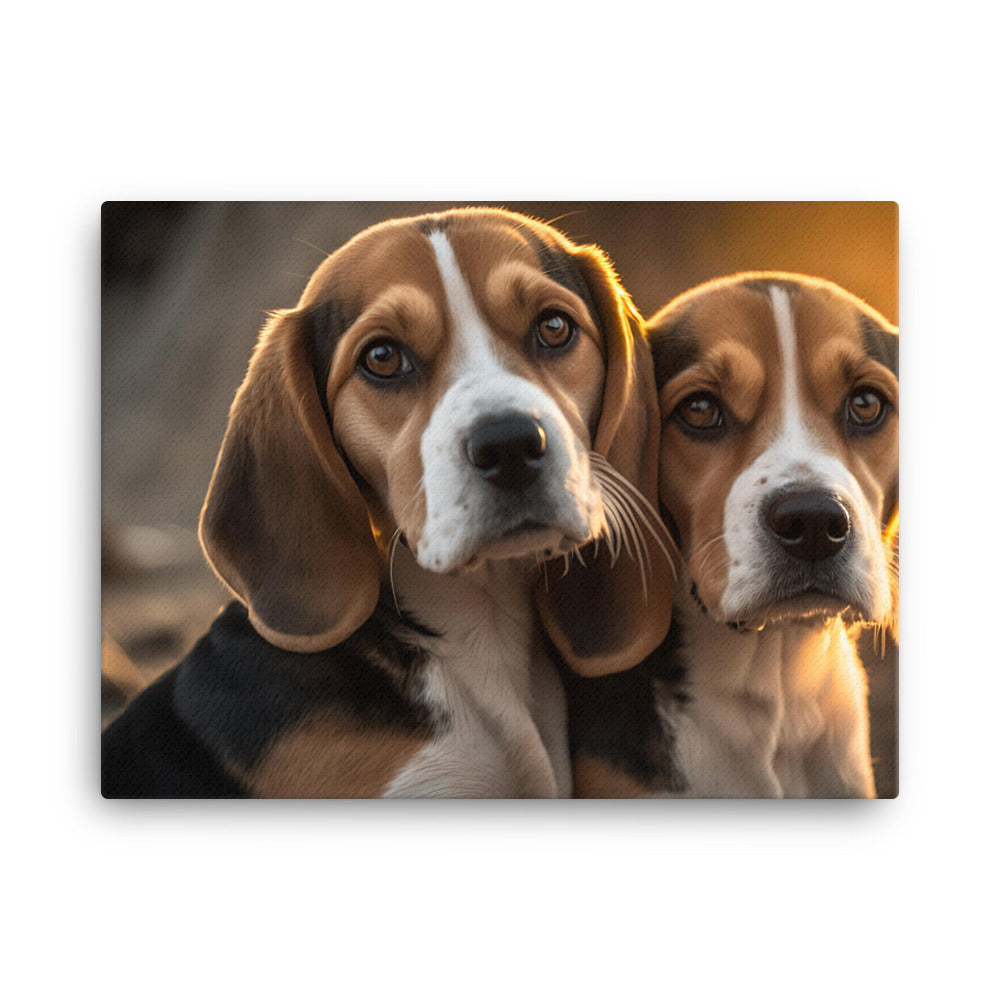 Two beagles dogs canvas - Posterfy.AI