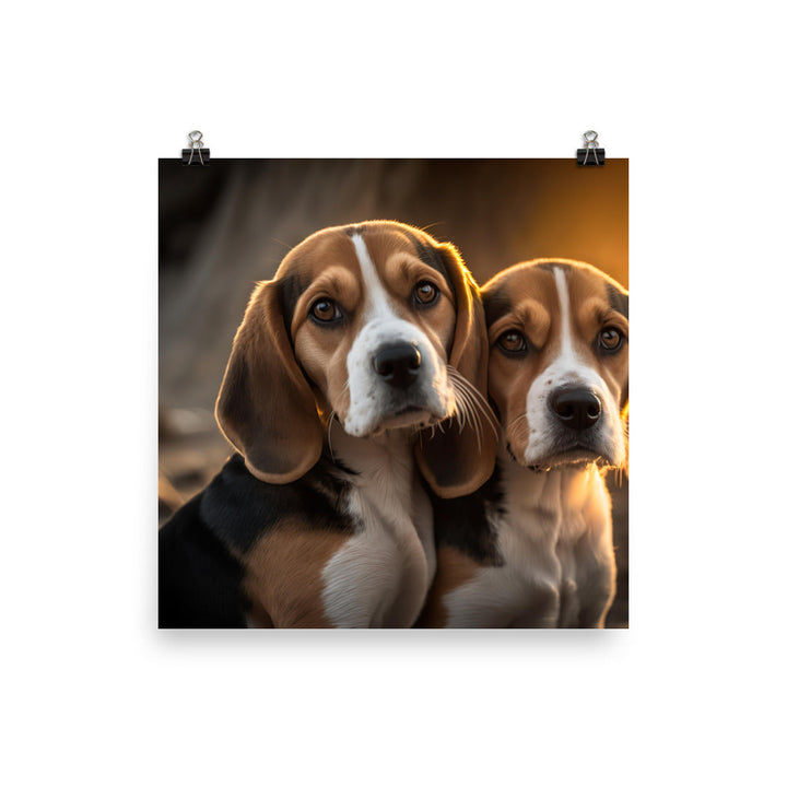 Two beagles dogs photo paper poster - Posterfy.AI