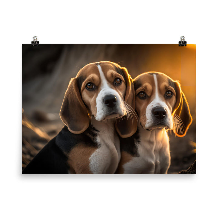 Two beagles dogs photo paper poster - Posterfy.AI