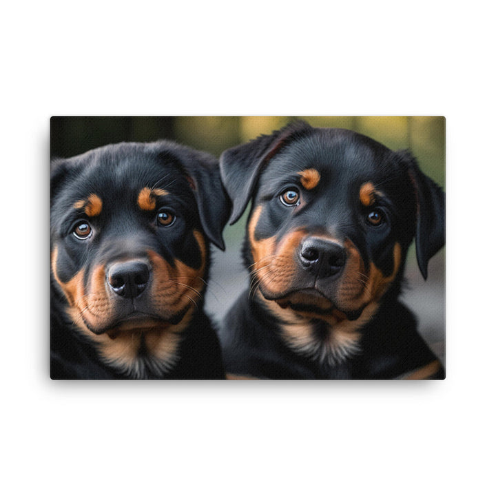 Two rottweilers dogs canvas - Posterfy.AI