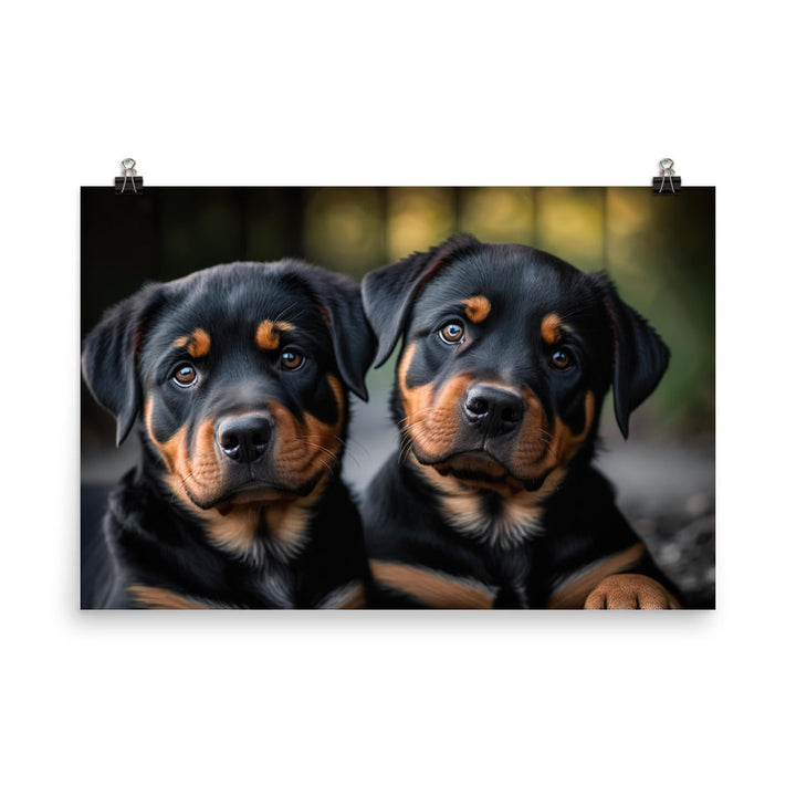 Two rottweilers dogs photo paper poster - Posterfy.AI