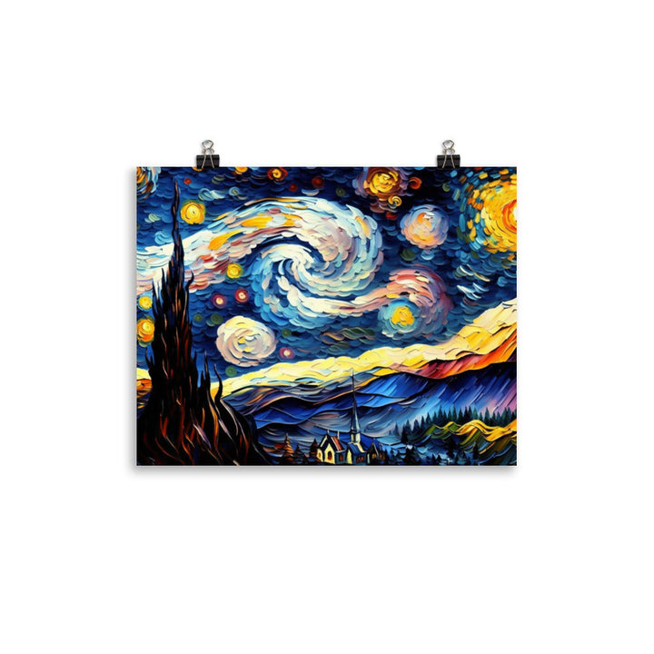 Van Gogh Starry Night with vibrant heavy brush strokes photo paper poster - Posterfy.AI