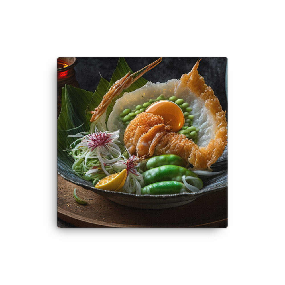 A plate of crispy and golden tempura canvas - Posterfy.AI