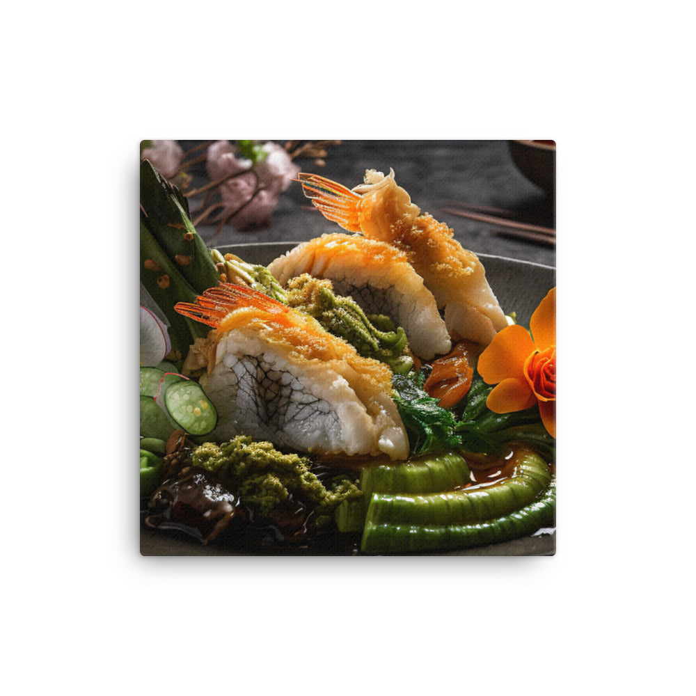 A plate of crispy and golden tempura anvas - Posterfy.AI
