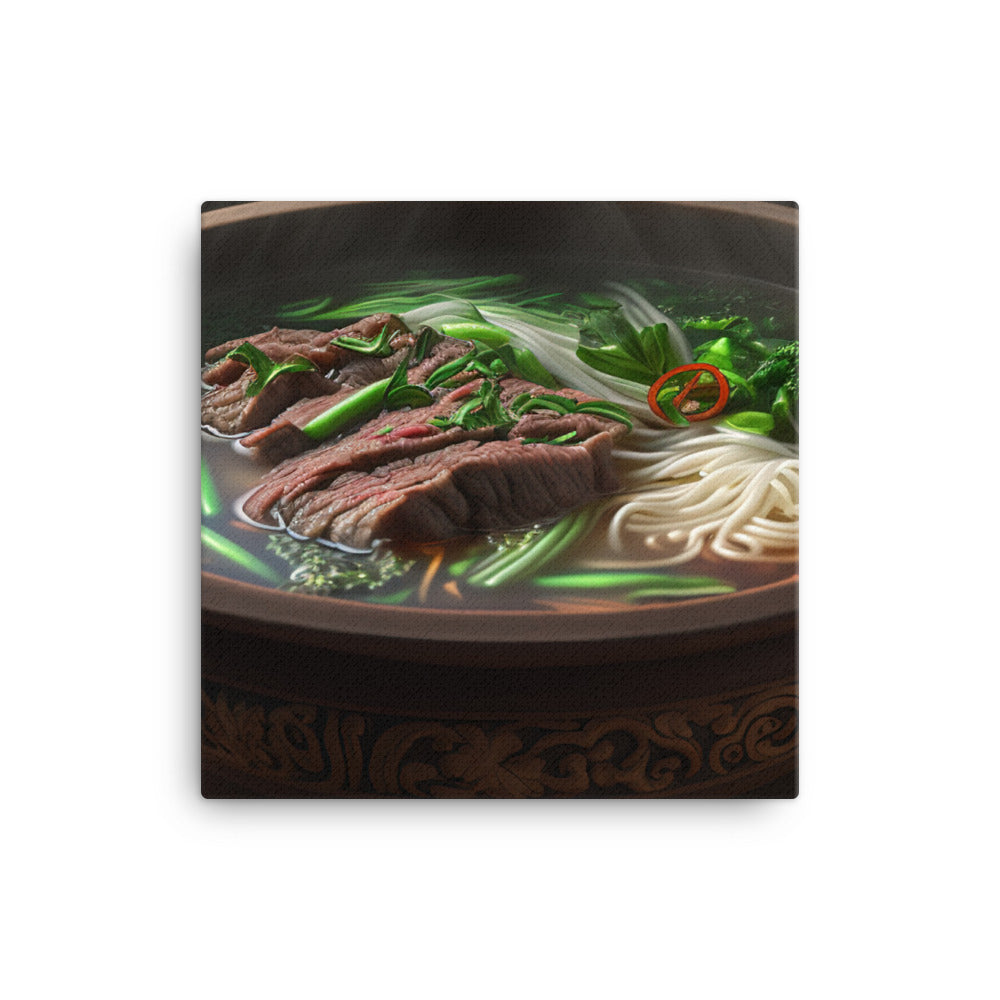 A steaming hot bowl of beef noodle soup 红燒牛肉麵 canvas - Posterfy.AI