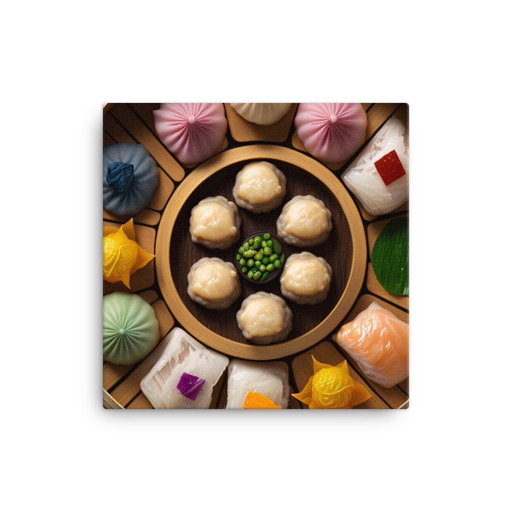 A colorful platter of dim sum 點心拼盤 canvas - Posterfy.AI