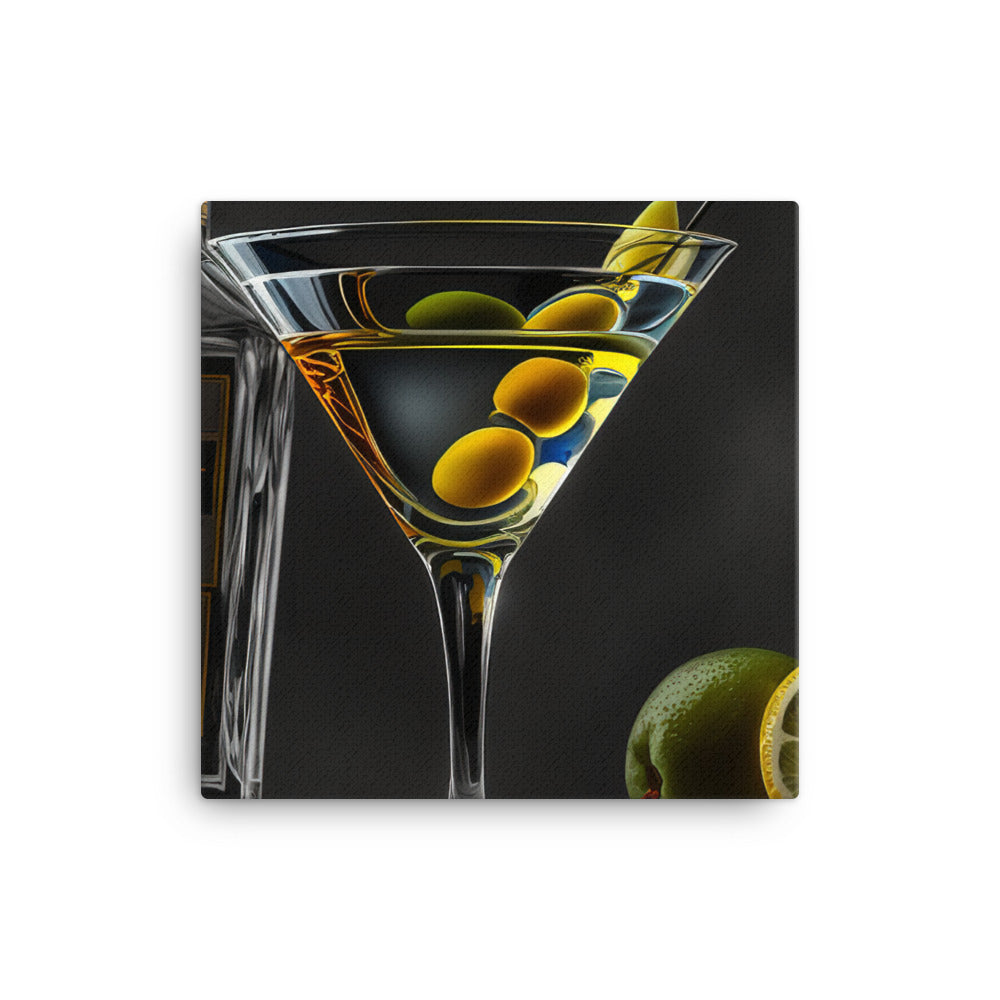 a classic martini, shaken not stirred, in a chilled glass with a twist of lemon canvas - Posterfy.AI