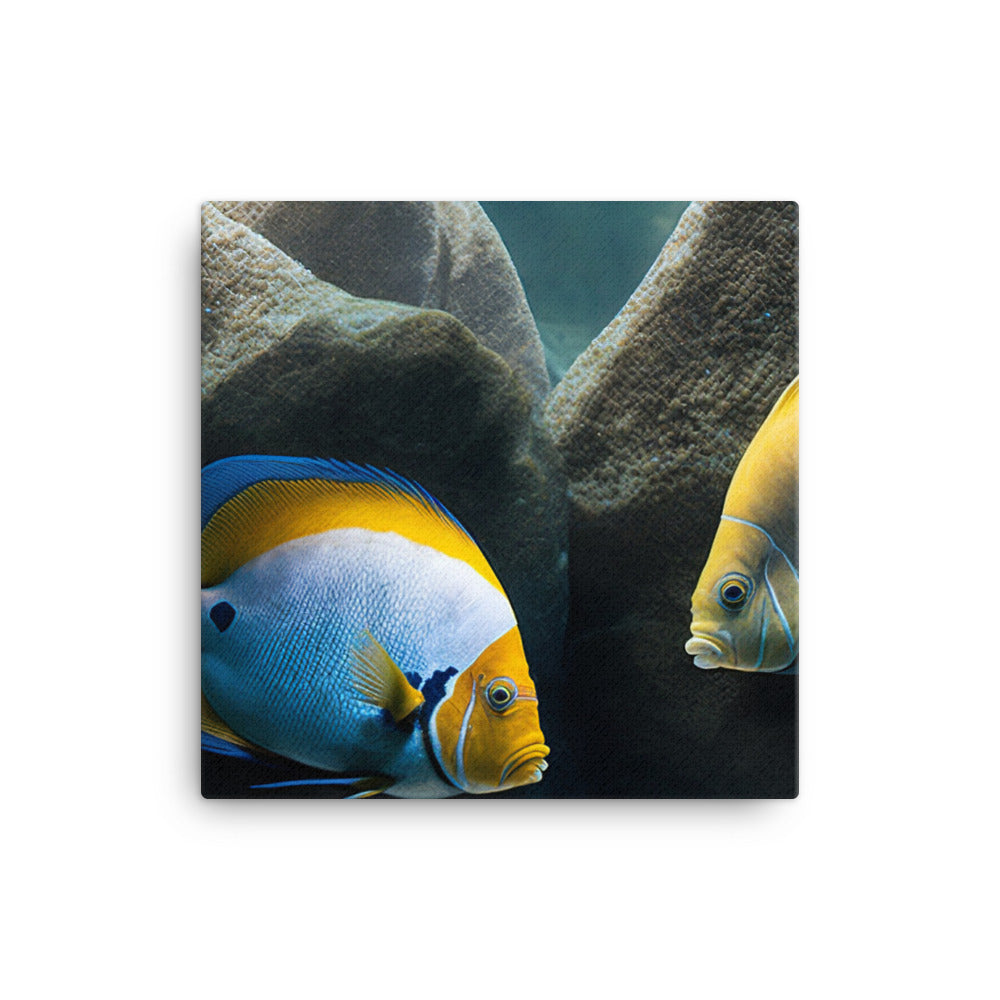 A pair of angelfish guarding their eggs canvas - Posterfy.AI