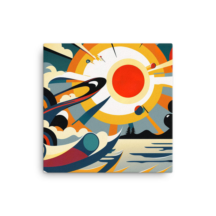 Sunshine on a beach in abstract colourful style canvas - Posterfy.AI