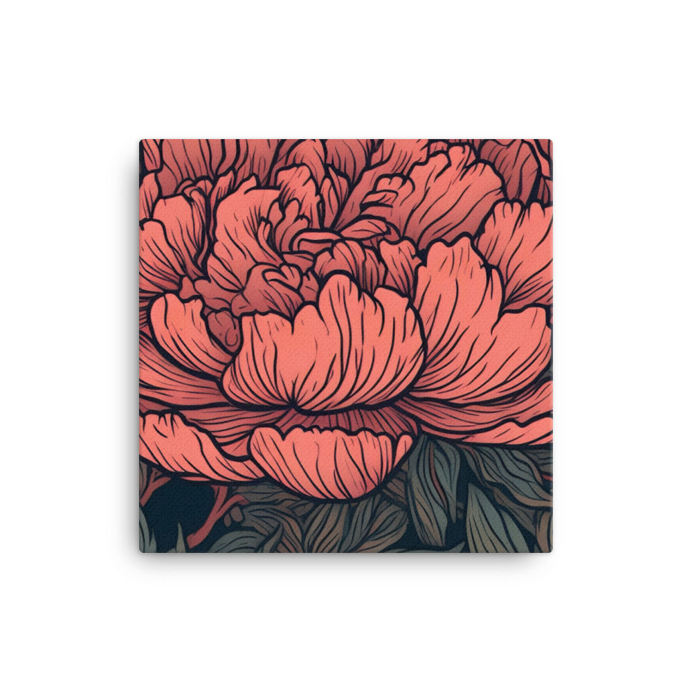 Peony Pattern canvas - Posterfy.AI