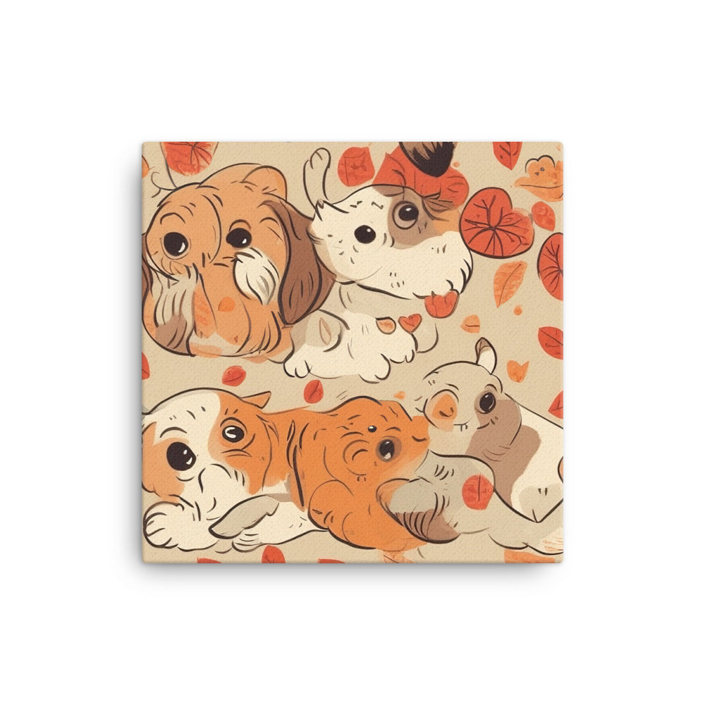 Puppy love Pattern canvas - Posterfy.AI